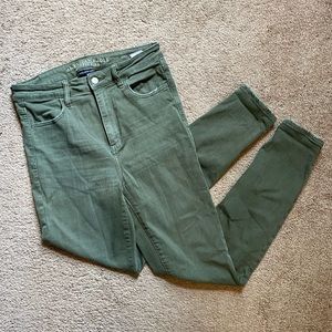 AEO size 10 high rise olive jeans